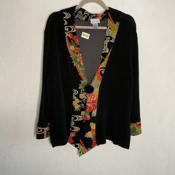 NWOT Soft Surroundings Oriental Asian One Button Kimono Jacket Women Size XL - Picture 1 of 10